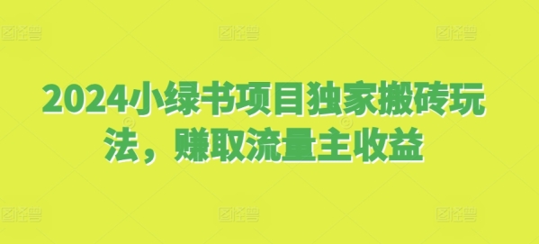 2024小绿书项目独家搬砖玩法，赚取流量主收益 - 163资源网-163资源网