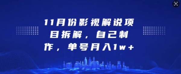 11月份影视解说项目拆解，自己制作，单号月入1w+【揭秘】 - 163资源网-163资源网