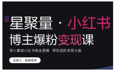 小红书博主爆粉变现课，深入解读小红书商业逻辑，带你进阶变现大咖 - 163资源网-163资源网