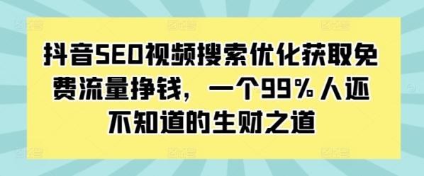 抖音SEO视频搜索优化获取免费流量挣钱，一个99%人还不知道的生财之道 - 163资源网-163资源网