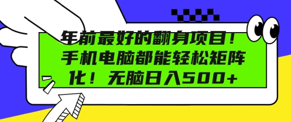 年前最好的翻身项目，手机电脑都能轻松矩阵化，无脑日入多张 - 163资源网-163资源网