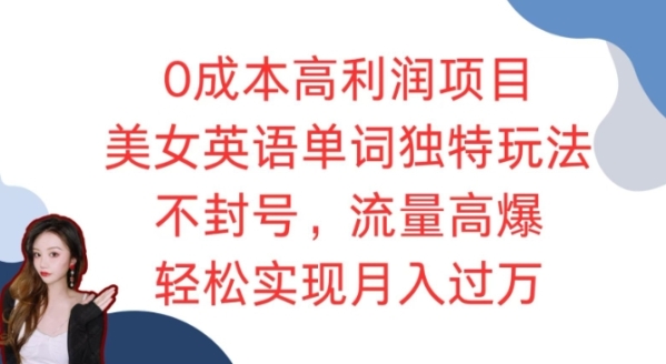 0成本高利润项目，美女英语单词独特玩法，不封号，流量高爆，轻松实现月入过W - 163资源网-163资源网