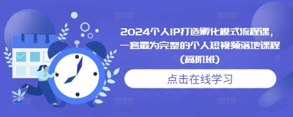 2024个人IP打造孵化模式流程课，一套最为完整的个人短视频落地课程(高阶班) - 163资源网-163资源网