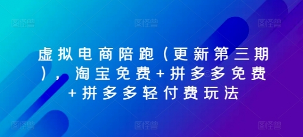 虚拟电商陪跑(更新第三期)，淘宝免费+拼多多免费+拼多多轻付费玩法 - 163资源网-163资源网