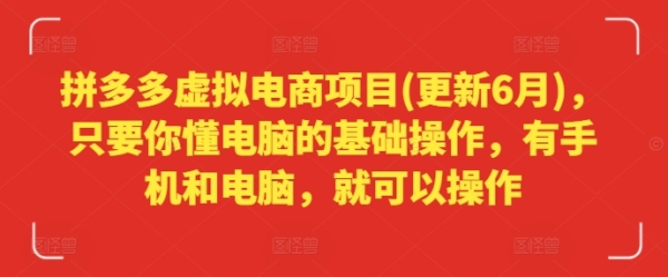 拼多多虚拟电商项目(更新6月)，只要你懂电脑的基础操作，有手机和电脑，就可以操作 - 163资源网-163资源网