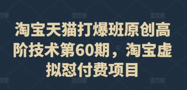 淘宝天猫打爆班原创高阶技术第60期，淘宝虚拟怼付费项目 - 163资源网-163资源网