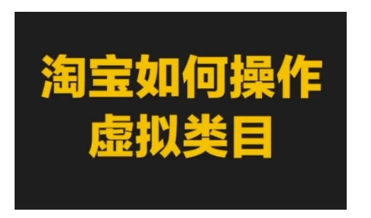 淘宝如何操作虚拟类目，淘宝虚拟类目玩法实操教程 - 163资源网-163资源网