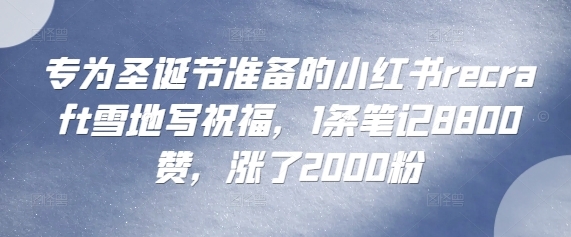 专为圣诞节准备的小红书recraft雪地写祝福，1条笔记8800赞，涨了2000粉 - 163资源网-163资源网