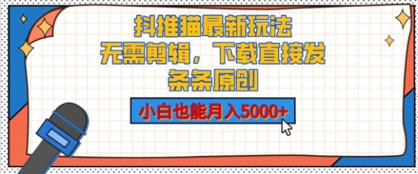 抖推猫最新玩法，小白也能月入5000+，小说推文无需剪辑，直接代发，2分钟直接搞定 - 163资源网-163资源网