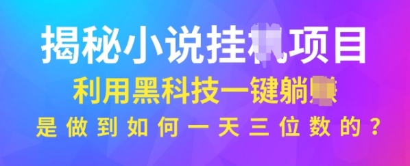 揭秘小说项目，利用黑科技一键躺Z模式，是如何做到一天三位数的 - 163资源网-163资源网