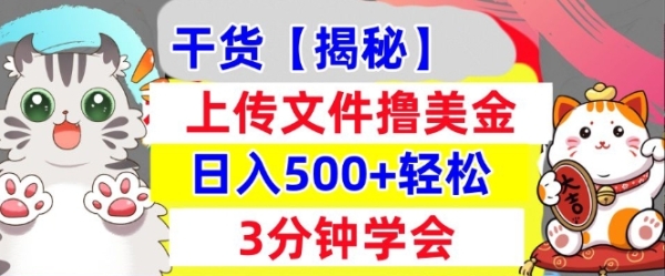 上传文件撸美金，新项目0门槛，3分钟学会，日入几张，真正被动收入 - 163资源网-163资源网