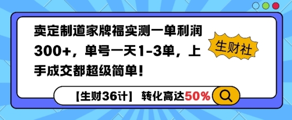 卖定制道家牌福实测一单利润3张，单号一天1-3单，转化高达50% - 163资源网-163资源网