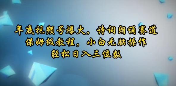 年底视频号爆火，诗词朗诵赛道，保姆级教程，小白无脑操作，轻松日入三位数 - 163资源网-163资源网