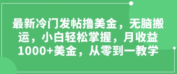 最新冷门发帖撸美金，无脑搬运，小白轻松掌握，月收益1000+美金，从零到一教学 - 163资源网-163资源网