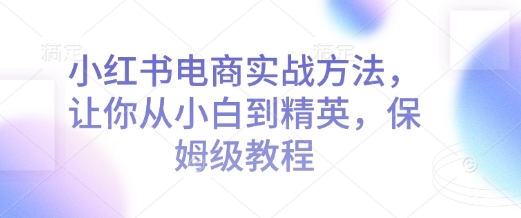 小红书电商实战方法，让你从小白到精英，保姆级教程 - 163资源网-163资源网