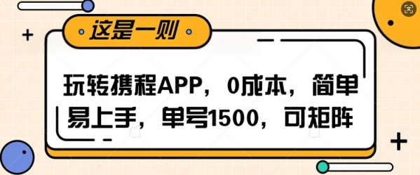 玩转携程APP，每天简单操作十五分钟，单号月入1500，可矩阵 - 163资源网-163资源网