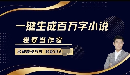 我要当作家，一键生成百万字小说，多种变现方式，轻松月入过W+ - 163资源网-163资源网