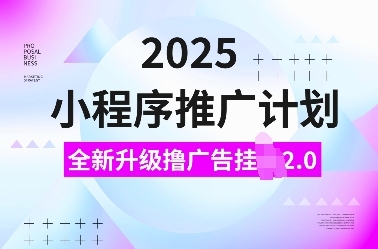 2025小程序推广计划，全新升级撸广告挂JI2.0玩法，日入多张，小白可做【揭秘】 - 163资源网-163资源网