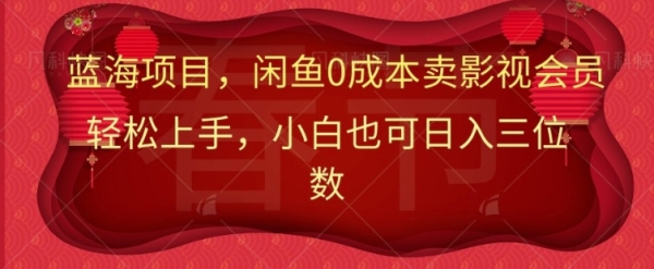 最新蓝海项目0成本卖影视会员，小白也可日入三位数 - 163资源网-163资源网