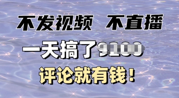 不发作品不直播，评论就有钱，一条最高10块，一天搞多张 - 163资源网-163资源网