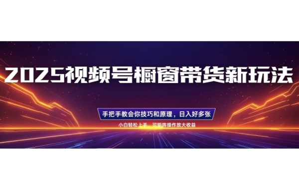 25年最新视频号橱窗带货新玩法，零基础，手把手教学，每天三小时，起号以后日入多张 - 163资源网-163资源网