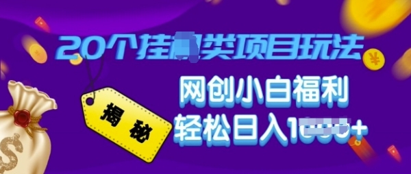 揭秘20种挂JI类项目玩法 网创小白福利轻松日入多张 - 163资源网-163资源网