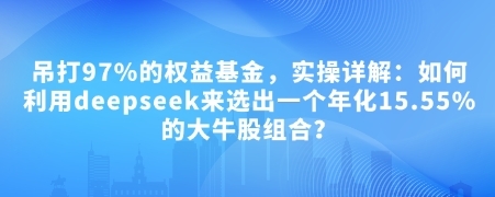 付费文章：吊打97%的权益基金，实操详解：如何利用deepseek来选出一个年化15.55%的大牛股组合? - 163资源网-163资源网